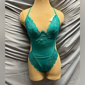 Elegant Teal Lace Bodysuit